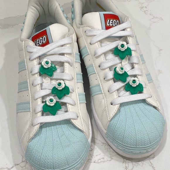 Adidas Superstar Originals x LEGO Shoes US W 8.5 Blue Mint GX7206 - Picture 2 of 6